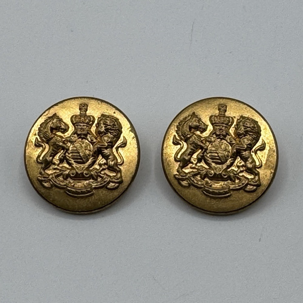 Vintage Crest Lion Horse Gold Button Replacement Waterbury Front Waist Coat x2